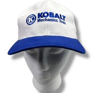 KOBALT Mechanics Tools White Blue Adjustable Hat Cap Strap‎ Back Mens